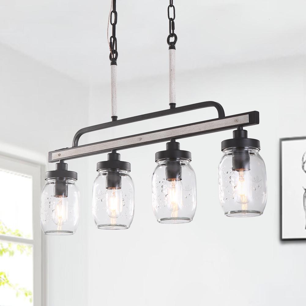 4-light Mason Jar Island Pendant