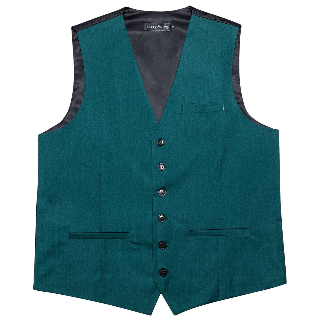 Luxury Men's Novelty Deep Green Solid Silk Vest