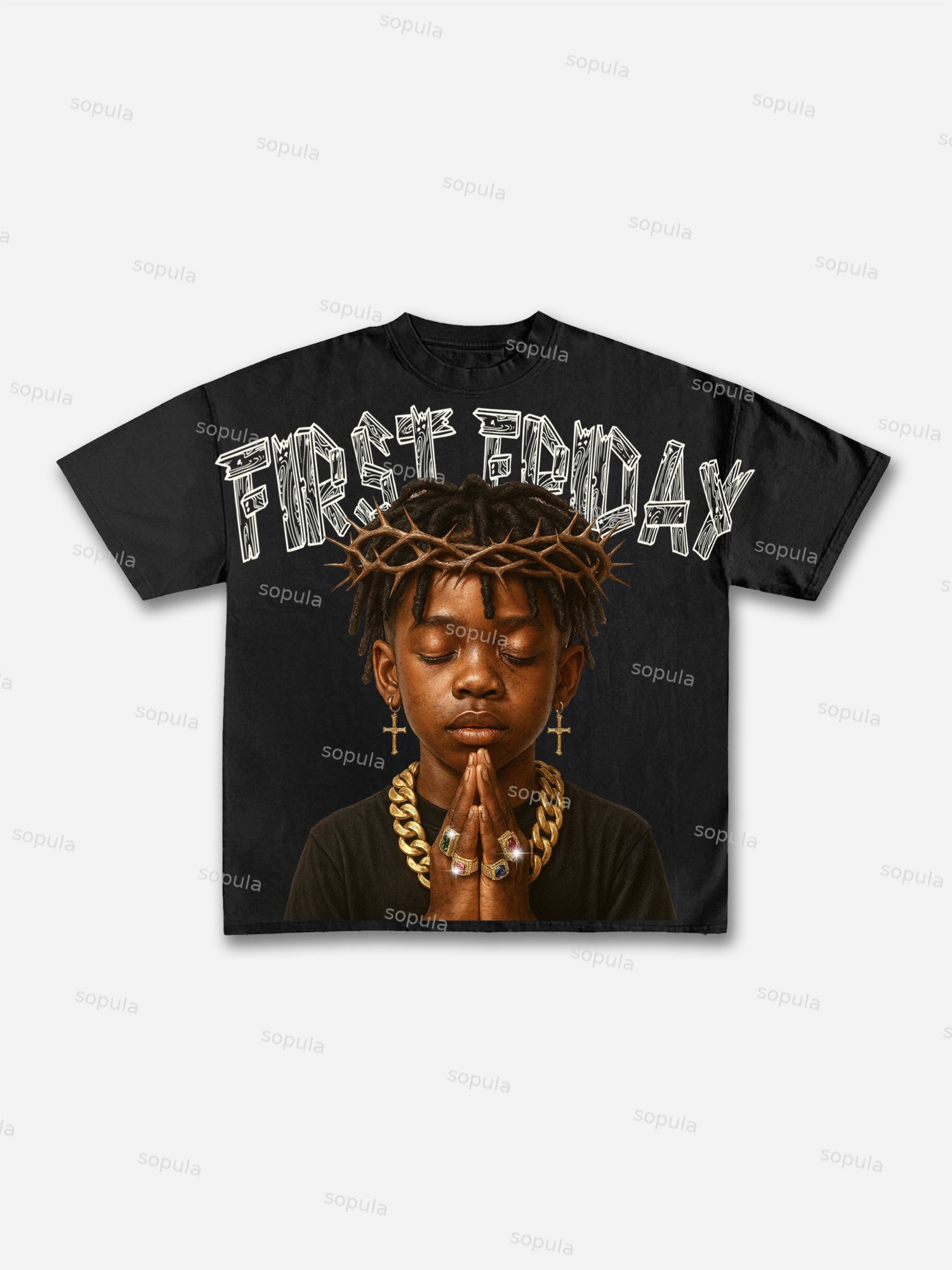 First Friday Devotion Retro Graphic Cotton T-shirt - Sopula｜Premium Graphic Tees & Graphic Clothing