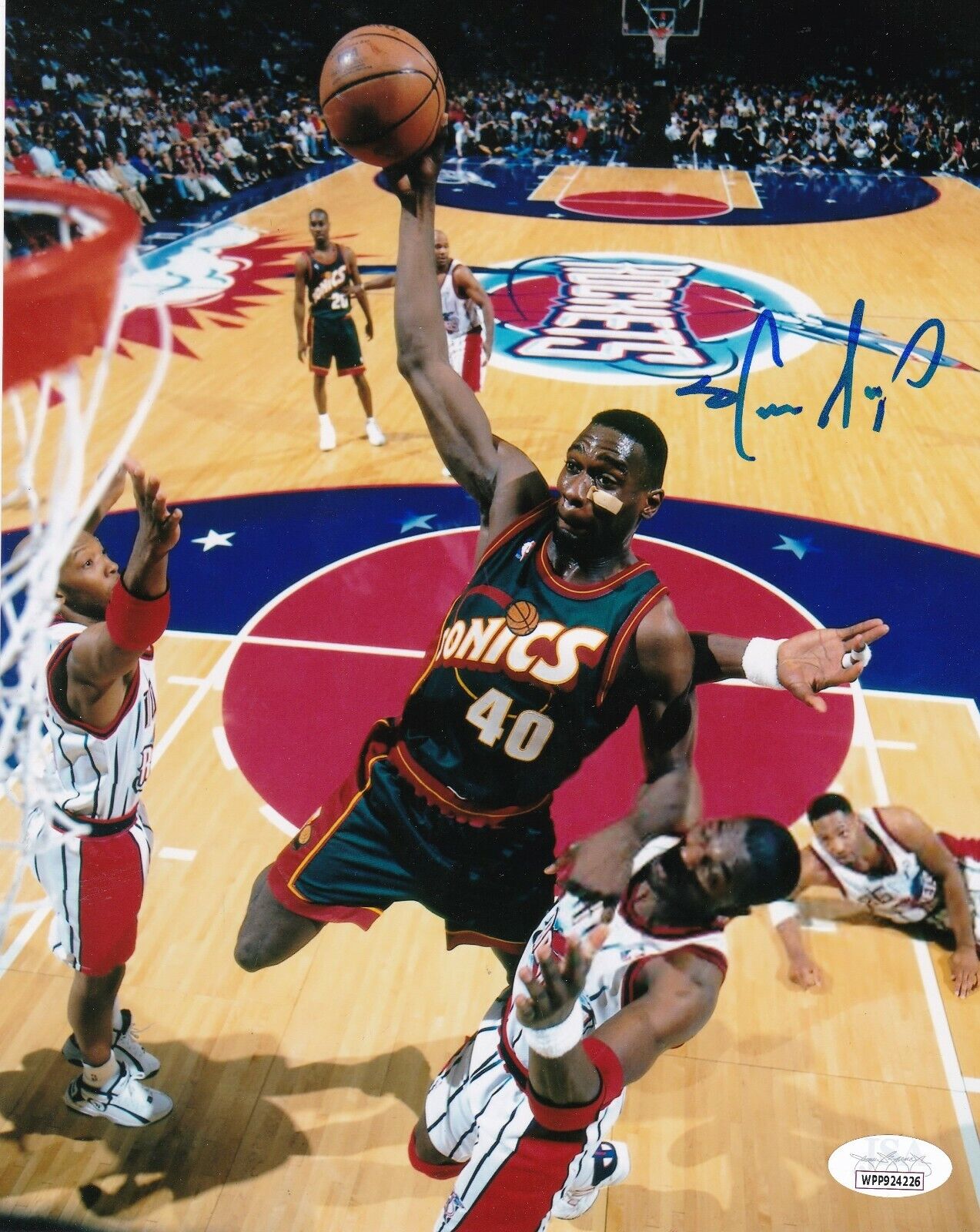 SHAWN KEMP SEATTLE SUPER SONICS JSA AUTHENTICATED ACTION SIGNED 8X10