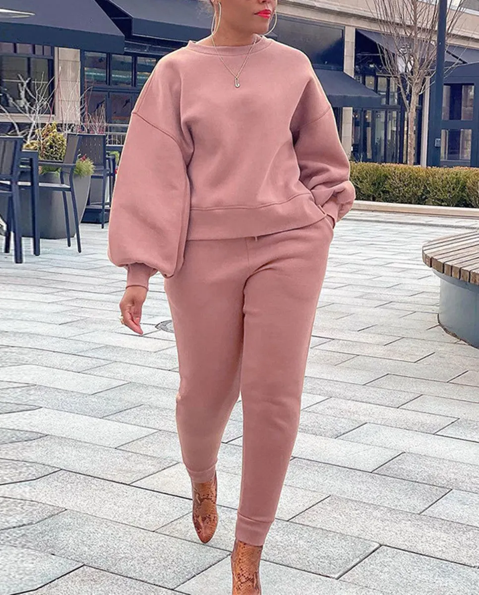 Casual Solid Patchwork O Neck Short Sleeve Two Pieces