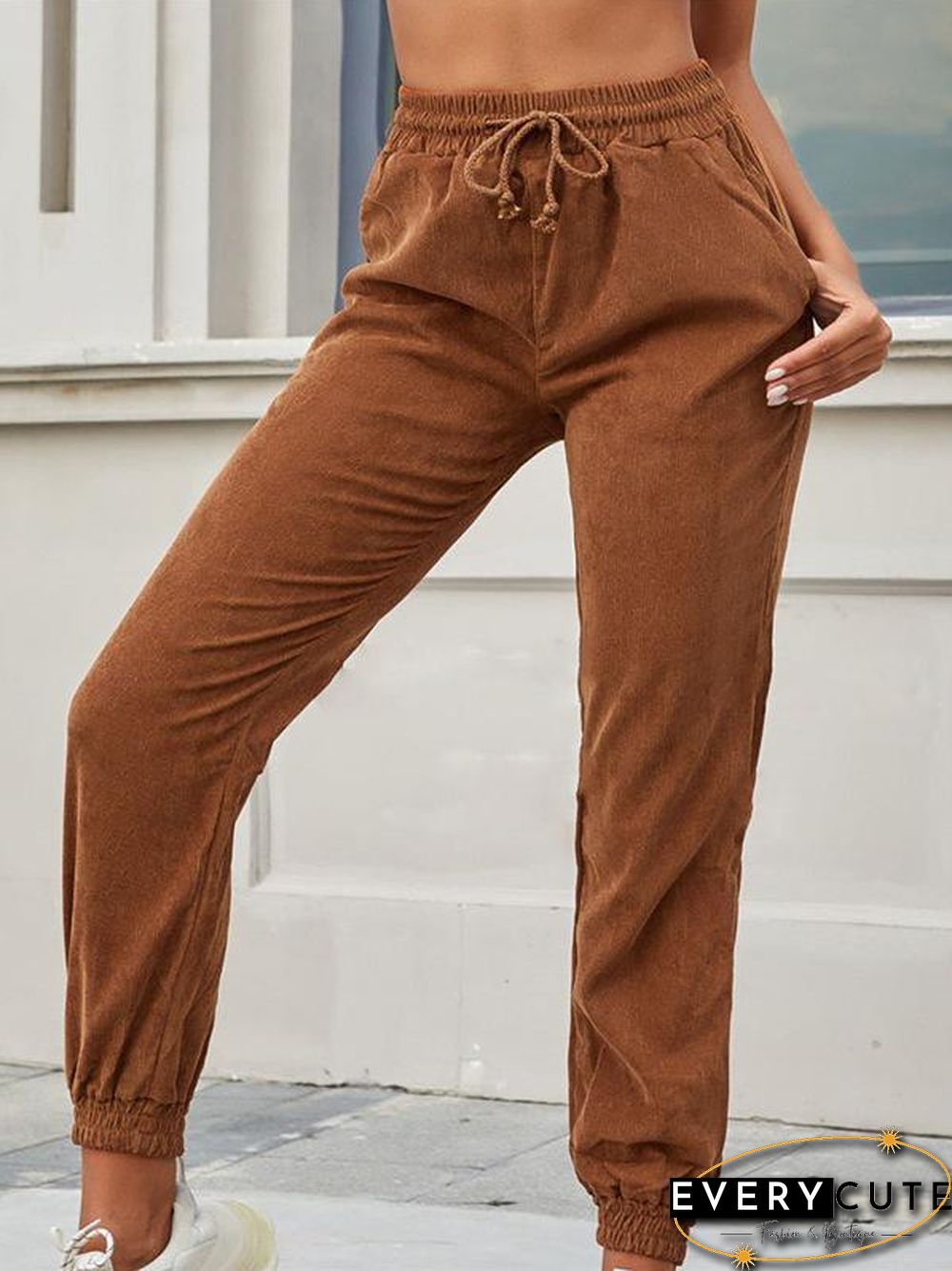 Elastic Women Corduroy Pants