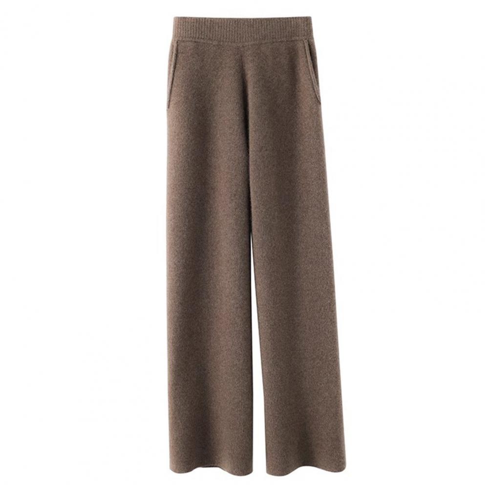 Huerhs Women Pants Elastic High Waist Loose Wide Leg Pants Straight Casual Pockets Thin Lady Full Length Trousers Sweatpants