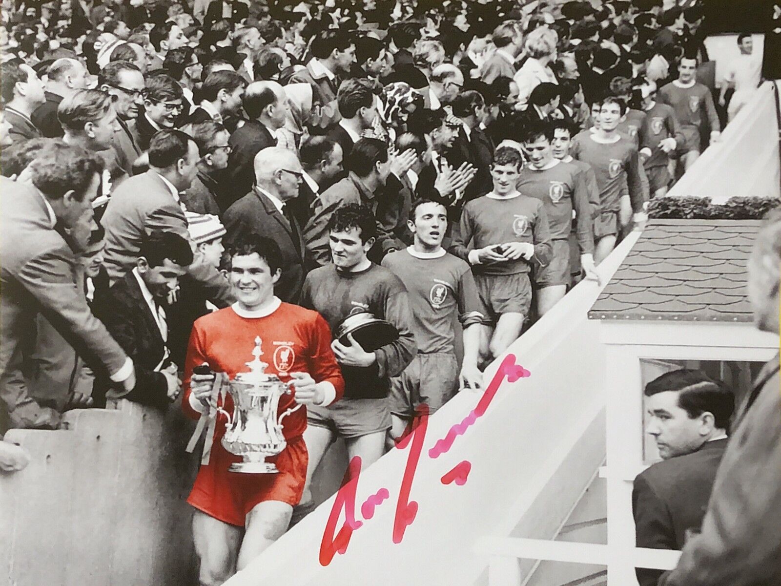 RON YEATS SIGNED LIVERPOOL 1965 FA CUP FINAL FOOTBALL Photo Poster painting PROOF COA KOP LEGEND