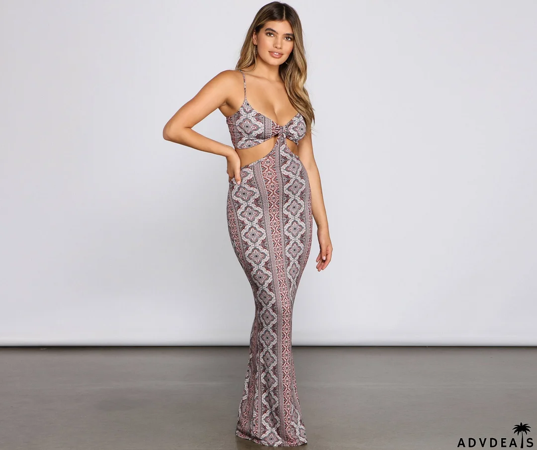 Carefree Bohemian Chic Charming Cutout Maxi Dress