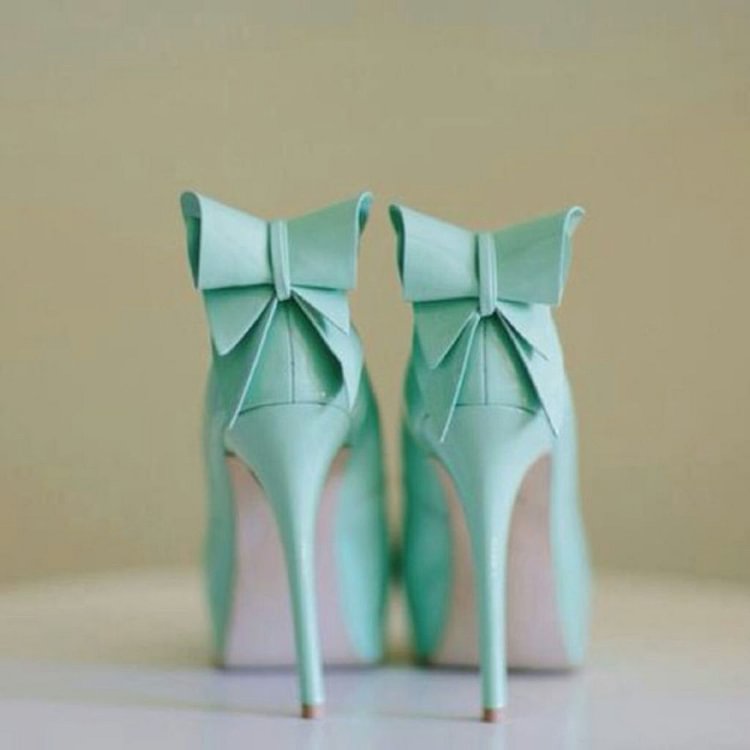 Arbitrage Aap servet Mint Green Stiletto Heels Peep Toe Platform Pumps with Bow|FSJshoes