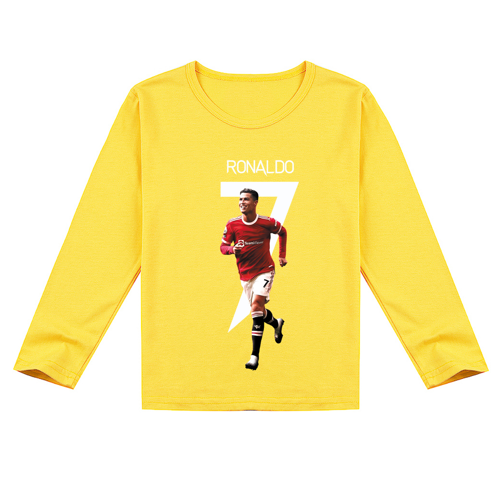 Mayoulove Cristiano Ronaldo Long Sleeve T-Shirt for Boys  Girls - Trendy Soccer Fan Apparel-Mayoulove