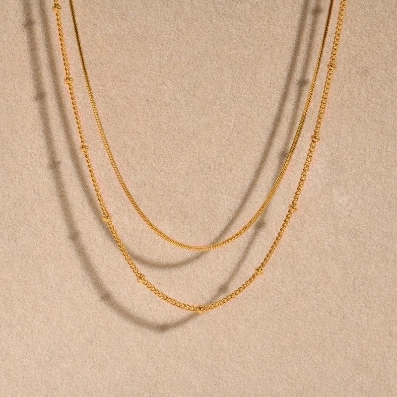 201 Stainless Steel IG Style Minimalist Plating Solid Color Double Layer Necklaces