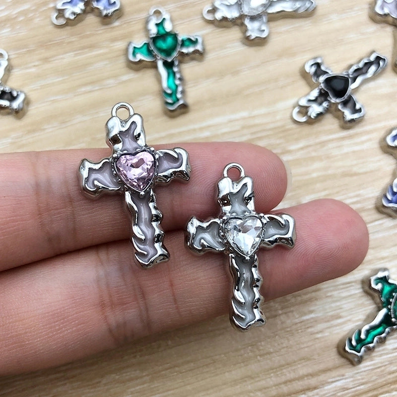 1 Set 19*28mm Alloy Cross Heart Shape Pendant