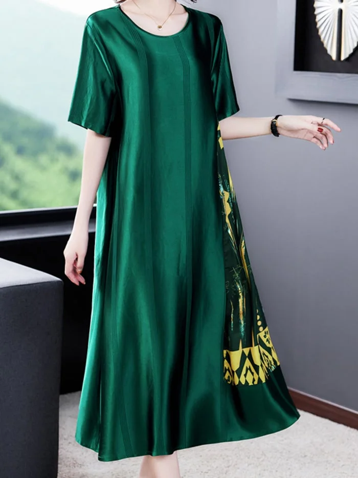 Silk Mulberry Silk Panel Fashion Dress