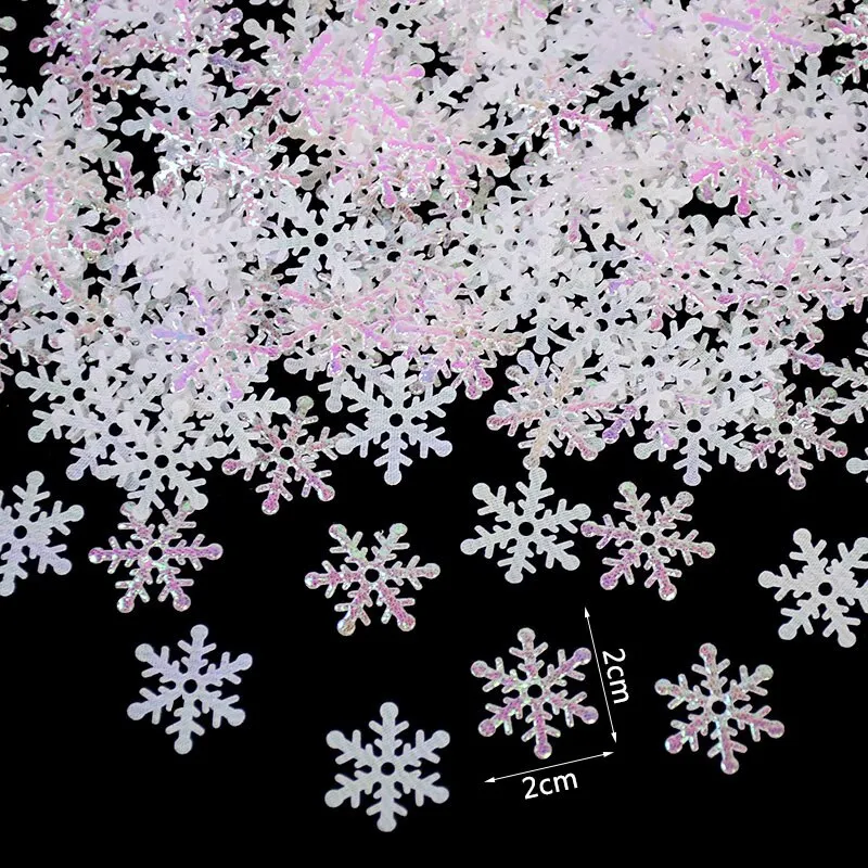 270Pcs Christmas Snowflakes Confetti Xmas Tree Ornaments Christmas Decorations for Home Winter Party Wedding Cake Decor Supplies