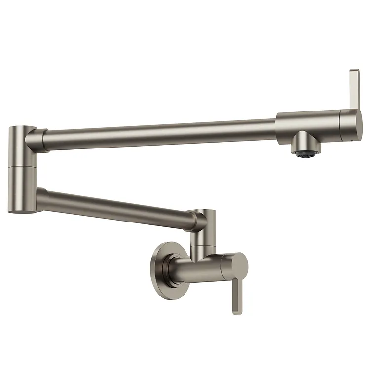 EVERSTEIN 2-Handle Wall Mount Pot Filler Kitchen Faucet in Brushed Nickel