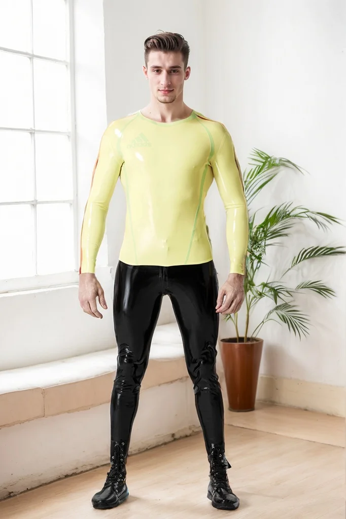 Men's Latex Tops Male Long-Sleeved 'Sportsman' T-Shirt Sports Style Top