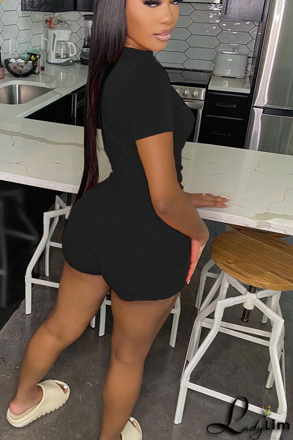 Green Casual Solid Patchwork O Neck Short Sleeve Two Pieces