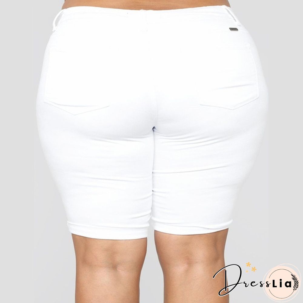 Women Ladies Fashion Shorts Ripped Skinny Jean Print Plus Size Leggings Denim Pants