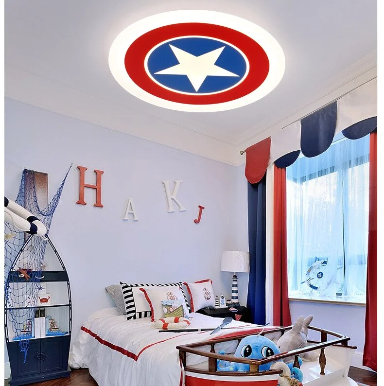 Modern Led Round Children Ceiling Lighting For Bedroom  Study Room Ceiling Lamp Home Lighting Fixtures Captain America