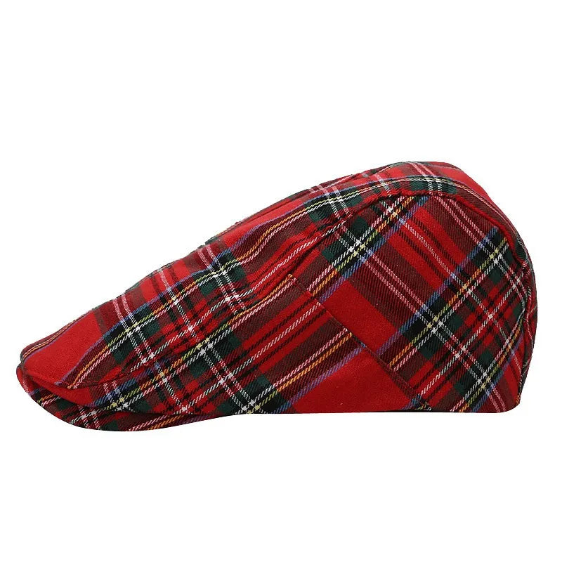Beret Women’s Trendy Korean-style Plaid Cap Men’s Sunscreen Sun Hat Outdoor Casual Plaid Forward Hat