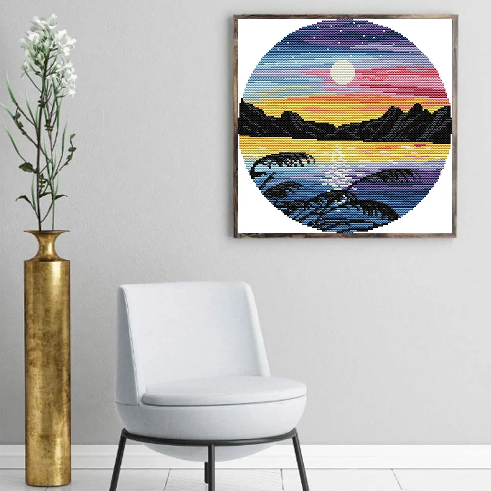 14CT Partial Printed Cross Stitch - Sunset(31*31cm)