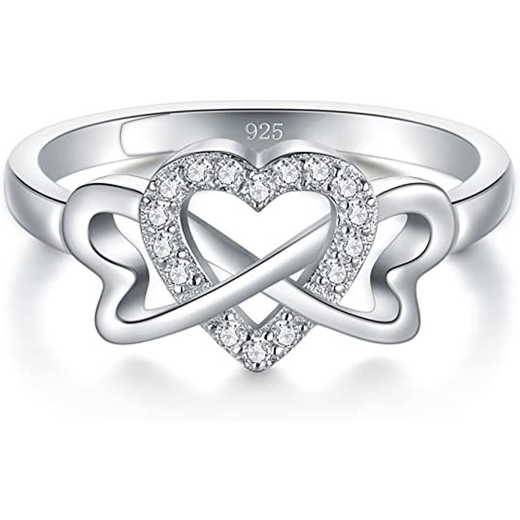 For Daughter - S925 Mother & Daughter Forever Linked Together Infinity Heart Ring