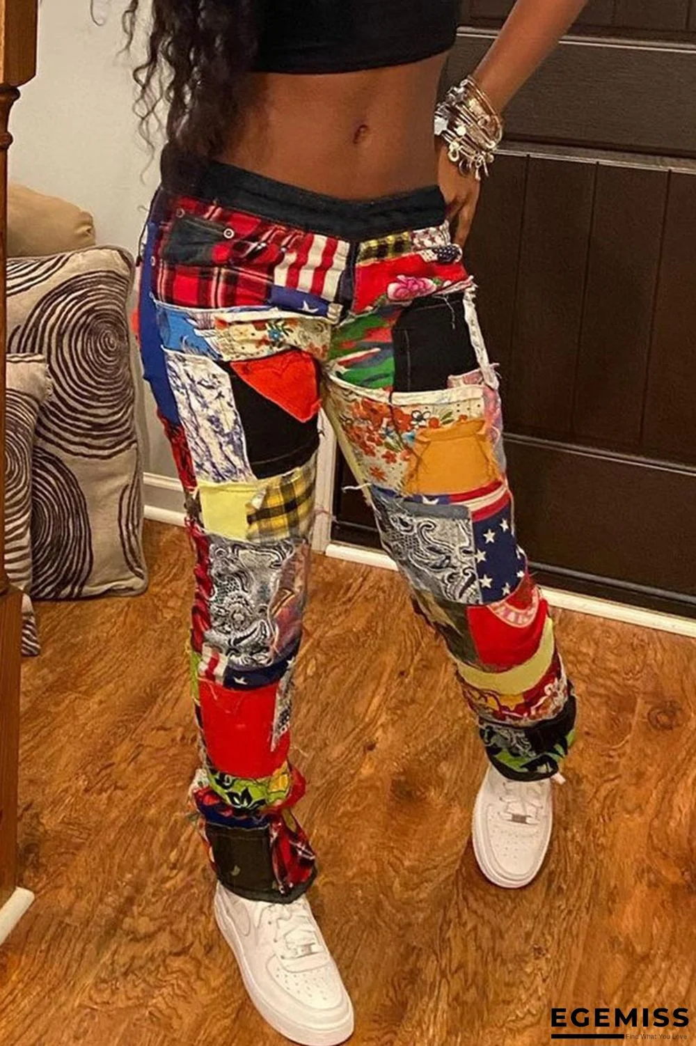 Black Street Print Make Old Regular Bottoms | EGEMISS