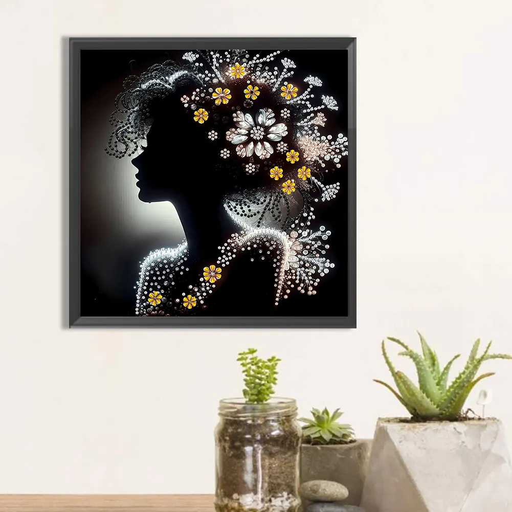 Diamond Painting - Partial Special Shaped Drill - Silhouette Woman(Canvas|30*30cm)
