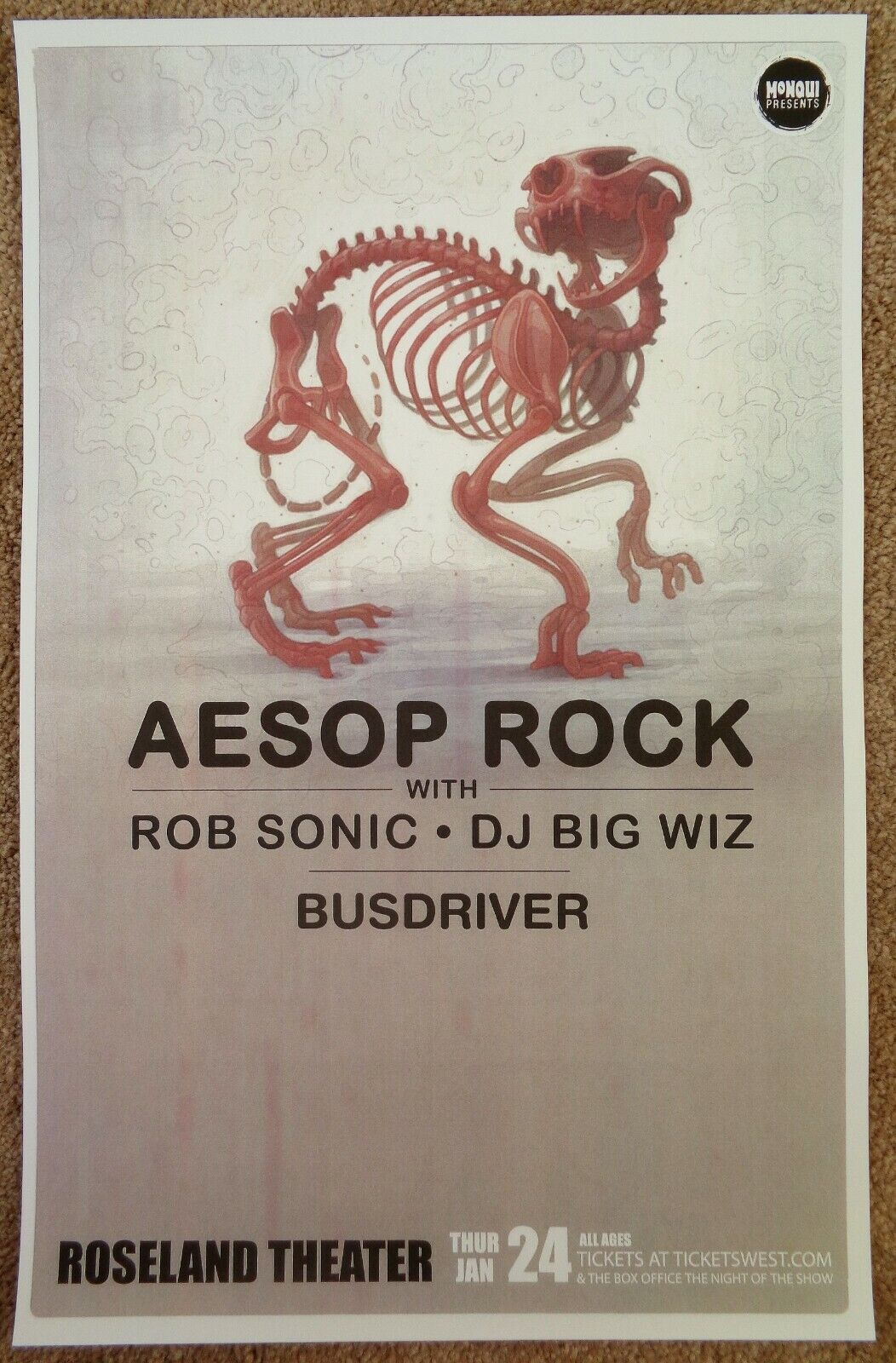 AESOP ROCK Gig POSTER 2013 Portland Oregon January Concert