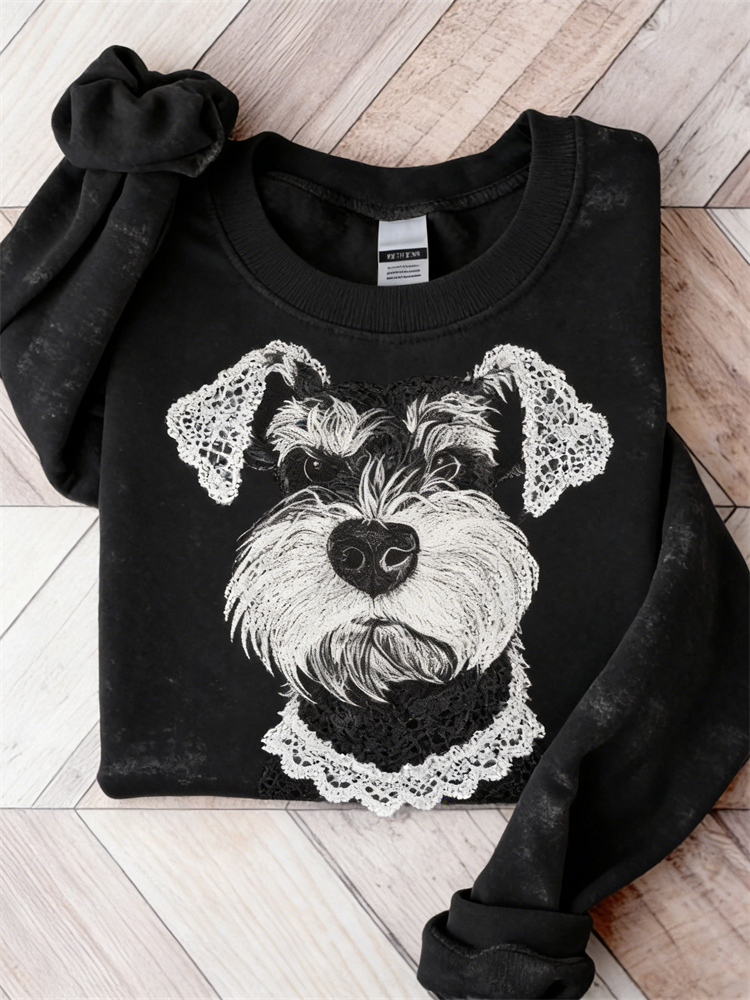 Schnauzer Dog Lace Art Comfy Sweatshirt wearshes