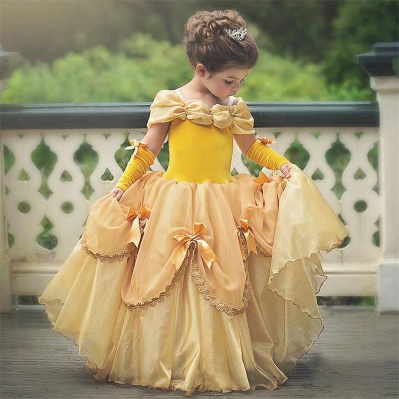 4-10 Yrs Fancy Baby Girl Halloween Cosplay Costume Beauty And The Beast Dress Carnival Christmas Princess Kids Dresses For Girls 1113