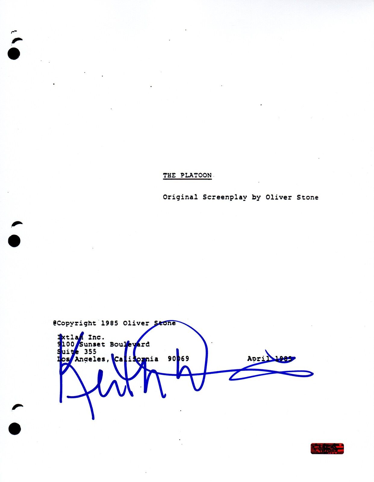 GFA The Platoon Movie * KEITH DAVID * Signed Full Page Script AD2 COA