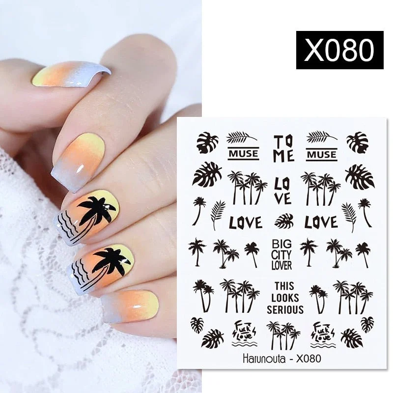 Harunouta Butterfly Spring Nail Decal And Sticker Flower Leaf Tree Green Summer DIY Sliders For Manicuring Nail Art Watermark