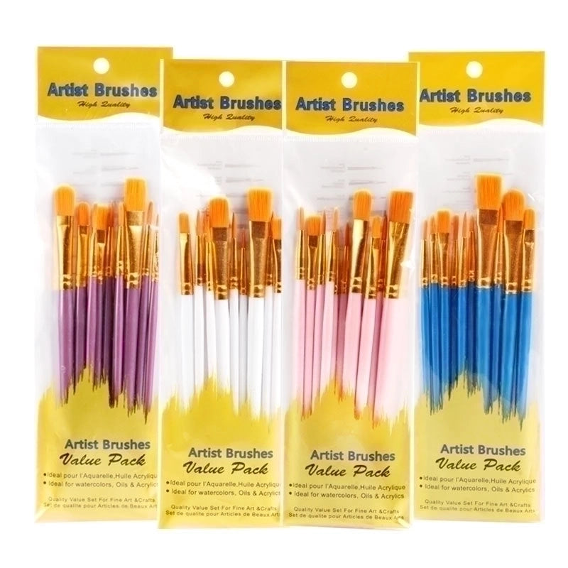 New 10 Blue Plastic Painting Oil Painting Brush Set
