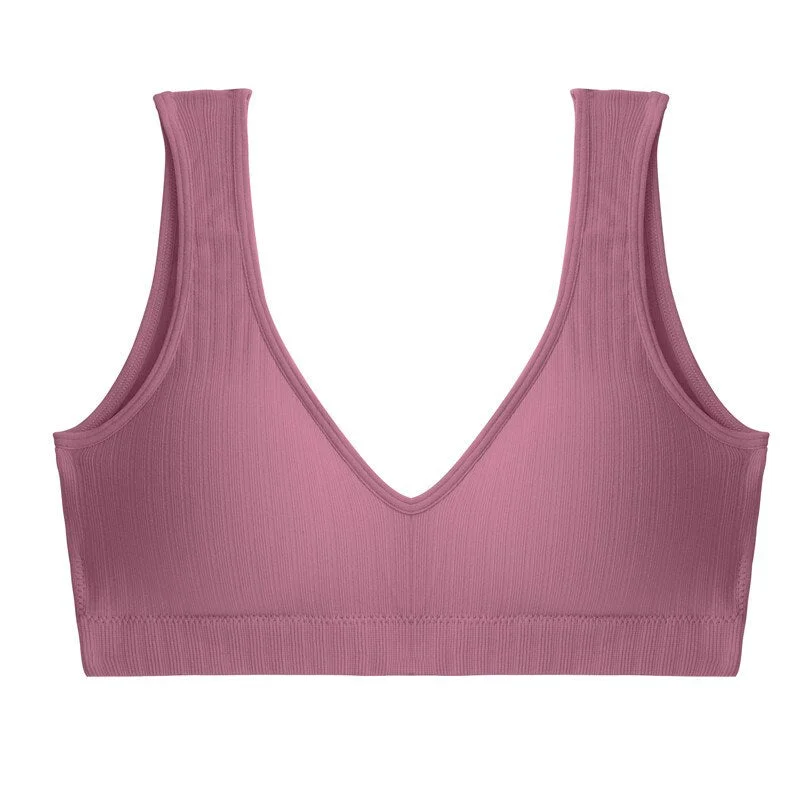 FINETOO Padded Tops Women Candy Color Bralette Ladies Deep V Tanks M-XL Sexy Backless Top Comfortable Underwear Female Lingerie