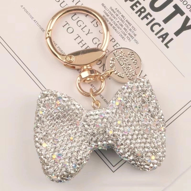 Cartoon Style Bow Knot Alloy Inlay Zircon Women’s Keychain
