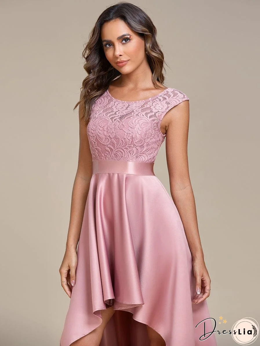 Elegant High-Low Lace Cocktail Dress