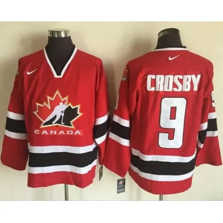 Team CA. #9 Sidney Crosby Red/Black 2002 Olympic  Throwback Stitched NHL Jersey
