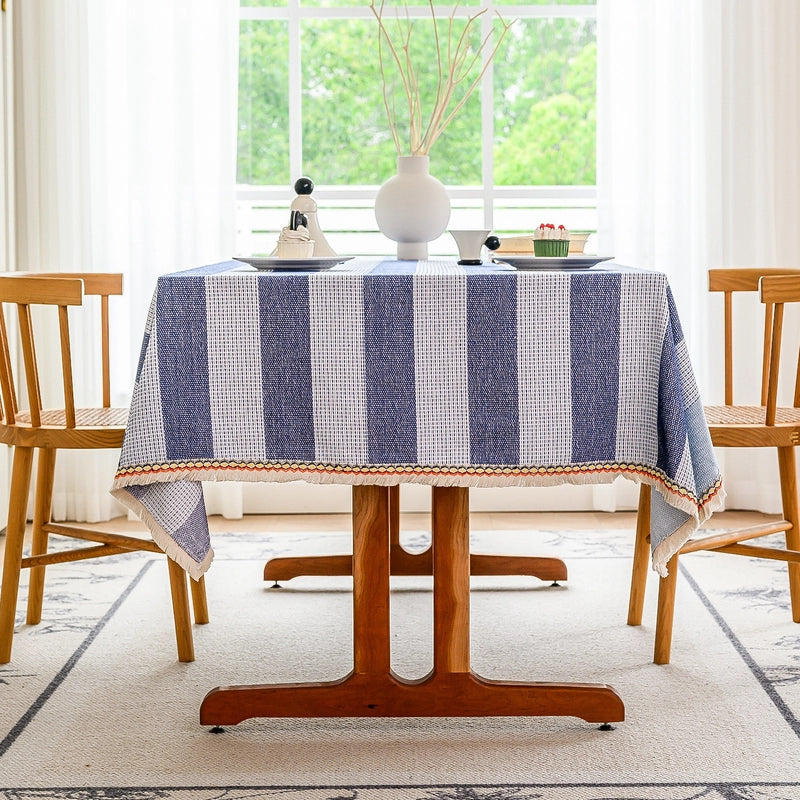 Minimalist Color Block Stripe Polyester Tablecloths