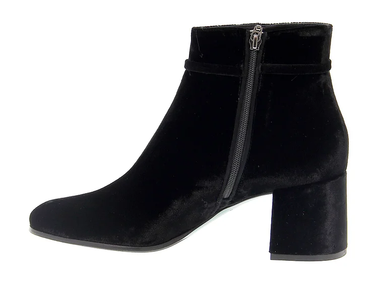 Black Rhinestone Block Heel Ankle Boots |FSJ Shoes