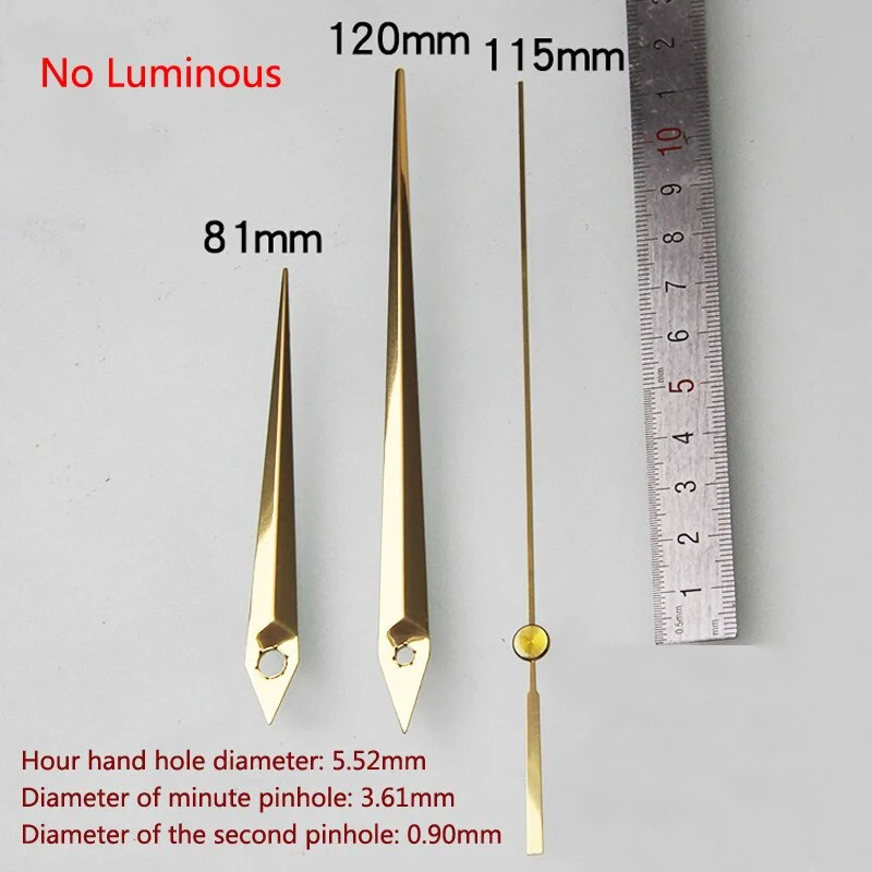 DIY Wall Clock Hands Gold Repair Parts Tools Metal Hour Hand Minute Hand Second Hand Luminous Clock Pointer Golden