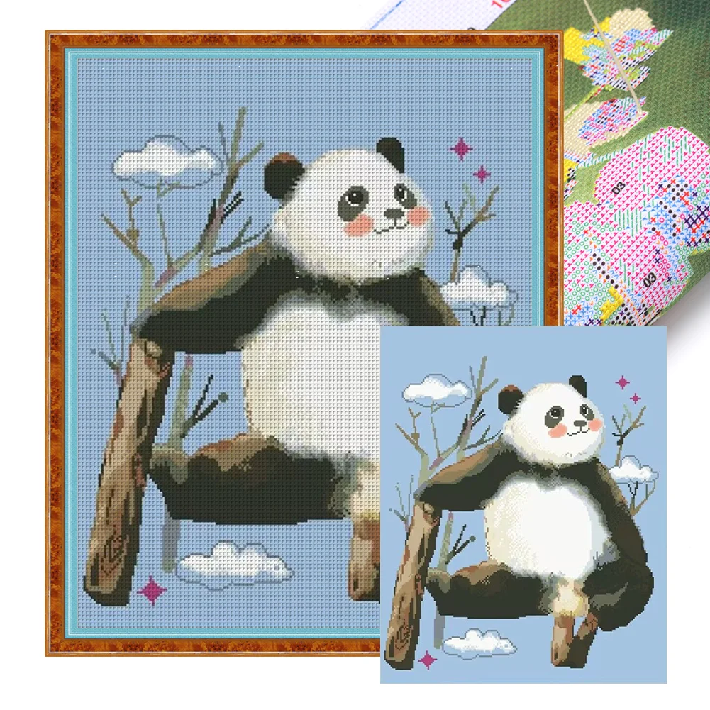 【Brand】Silk 11CT Estampado Punto de cruz Panda (52*62cm)