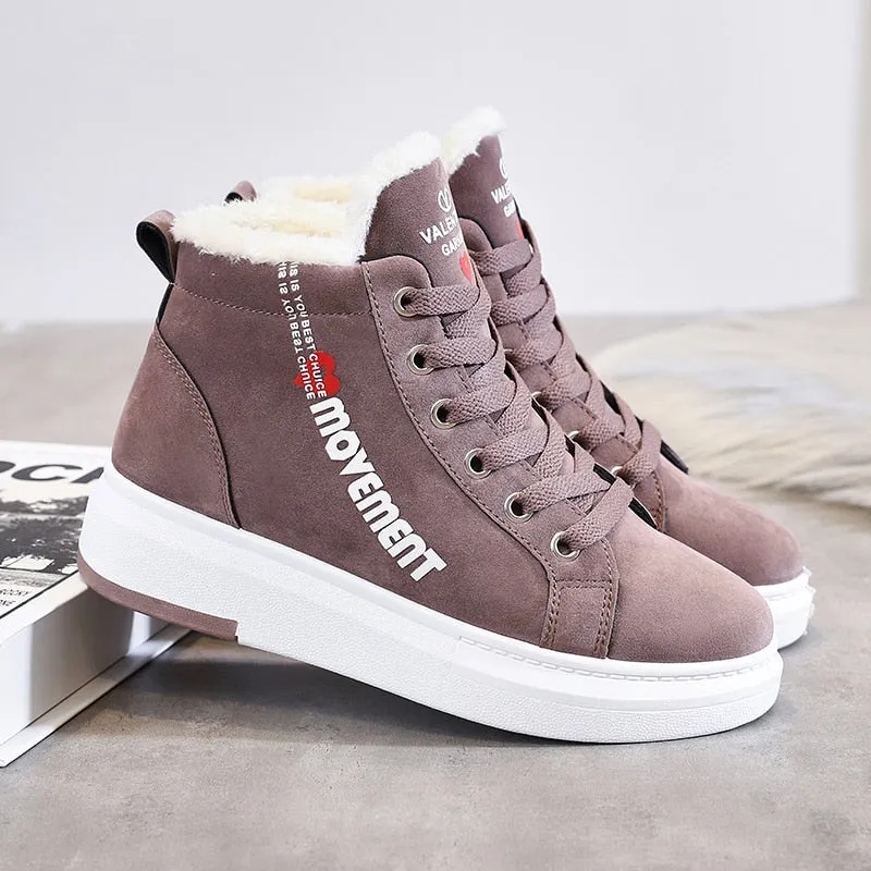 Winter Sneakers Women Ankle Snow Boots Female Platform High Top Women's Sneakers Fur Casual Shoes Woman Vulcanized basket femme