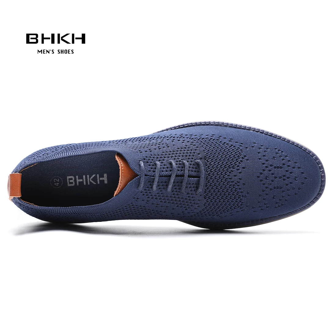 BHKH 2022 Breathable Knitted Mesh Casual Shoes Lightweight Smart Casual Shoes Office Work Footwear Men Shoes