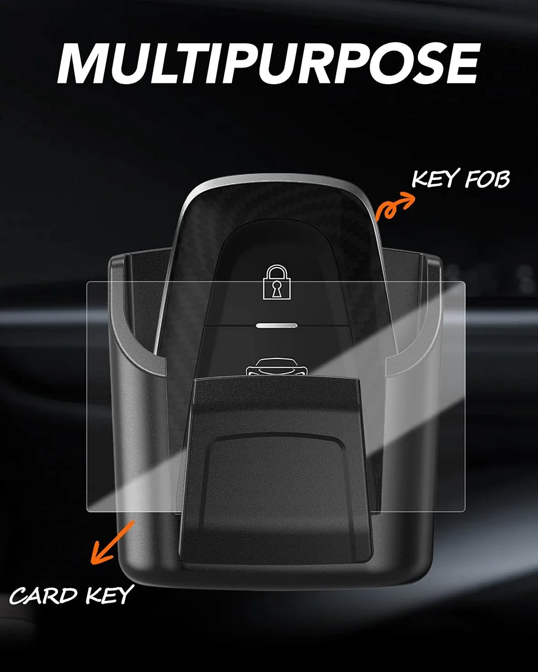 Car dashboard key and card storage holder