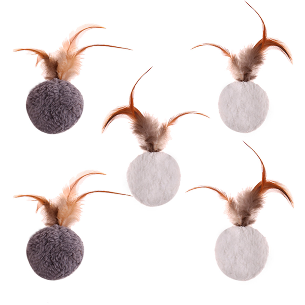

5Pcs Funny Pet Toy Ball Feather Mint Toy Cat Teaser Playing Ball Cat Toy, 501 Original