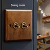 Home Improvement Wood Hotel Retro Switch Waterproof Panel 8.6cm Household Brown Switch Socket 