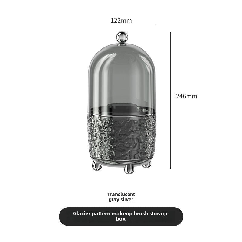 Glacier Pattern Rotatable Makeup Brush Tube Transparent Desktop Storage Bucket Dustproof Eyebrow Pencil With Lid Eye Shadow Pen Storage Tube