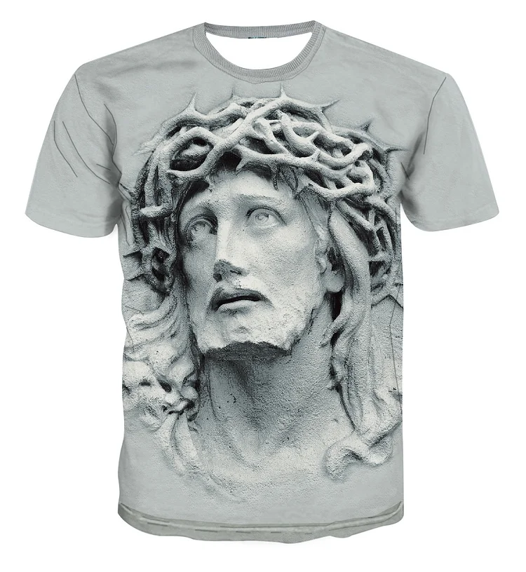 Jesus 3D Printed Men's Casual Short Sleeve T-shirt at Hiphopee