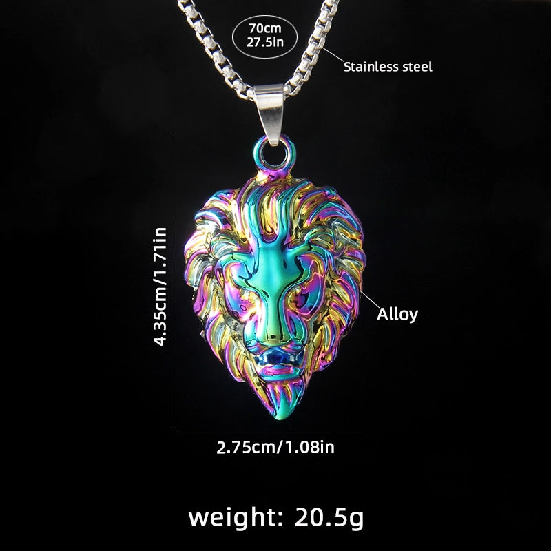 Colorful Lion’s Head Stainless Steel Necklace