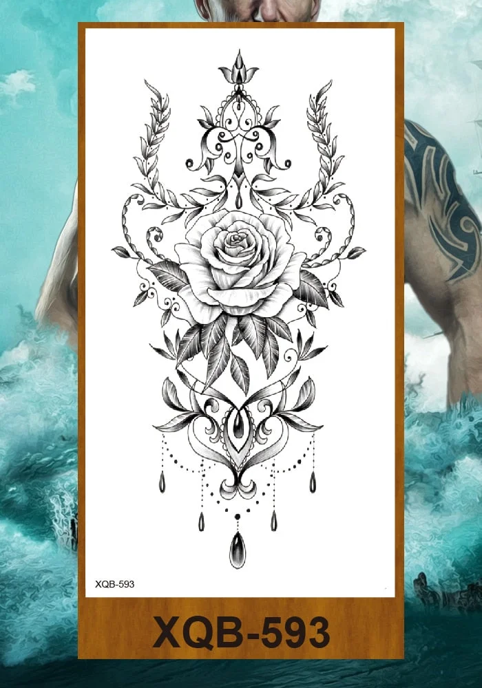 Temporary Tattoos Stickers Woman Arm Neck Chest Fake Necklace Tattos Girl Flower Cute Pussy Cat Body Makeup Waterproof Serpenti