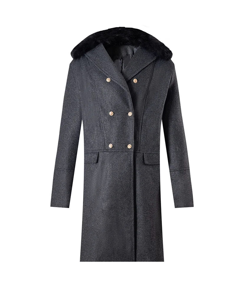 Nigikala Nigikala Men's Casual Large Wool Collar This Coat Solid Color Double Buckle Men's Coat To Keep Warm