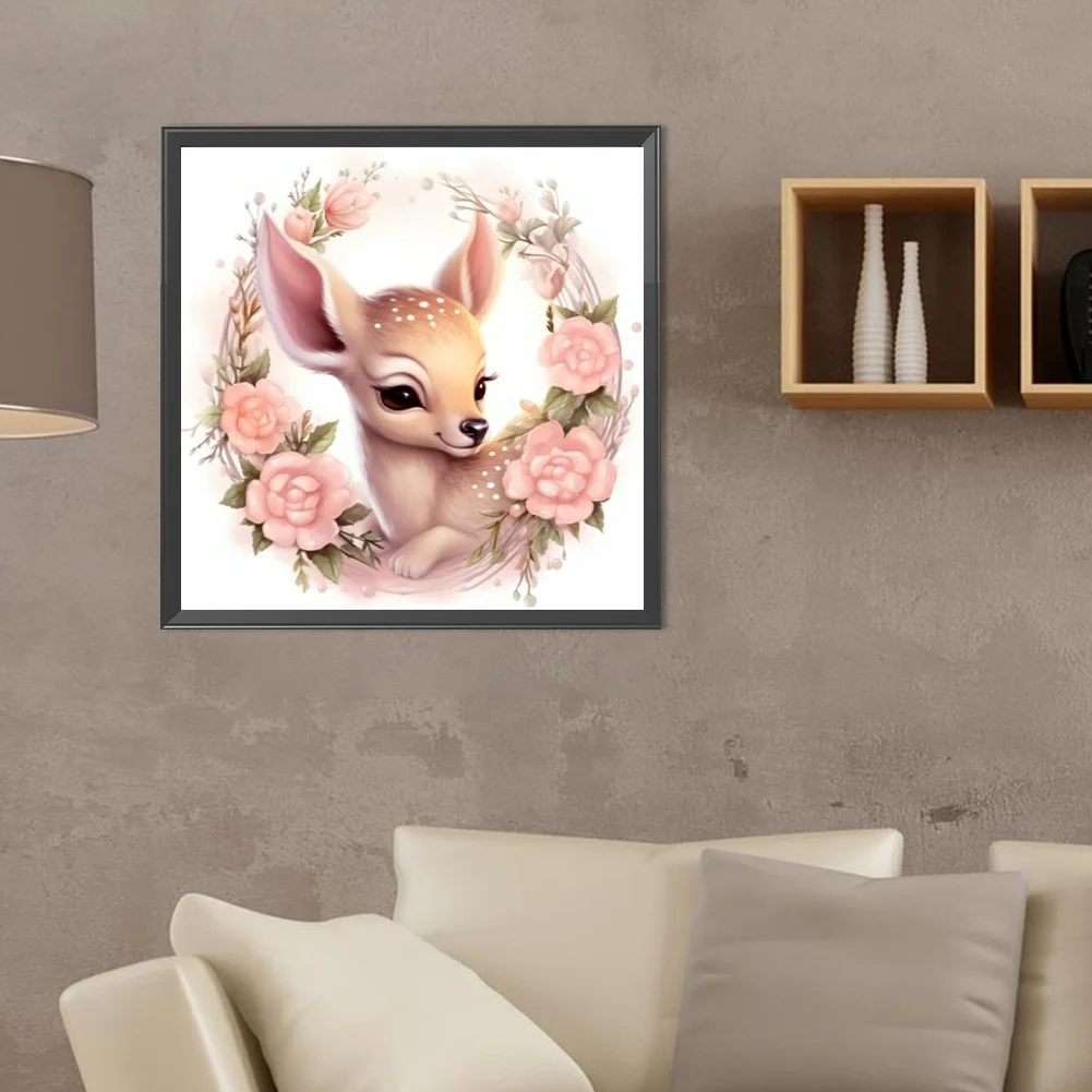 Full Round Diamond Painting 40*40cm - Flower Deer